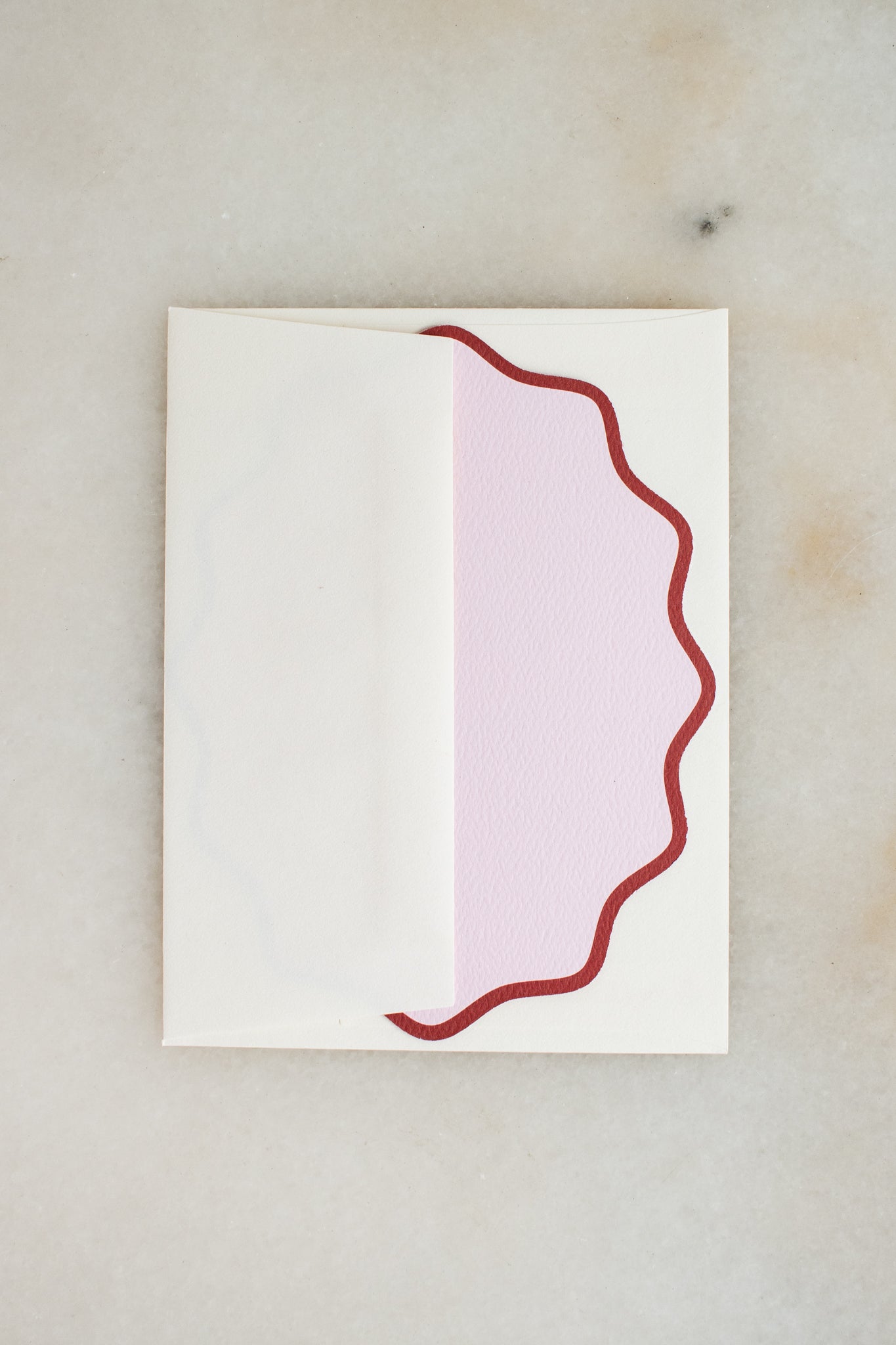 Boxed Set of 10 Floral Maroon Notecards with Wavy Edge