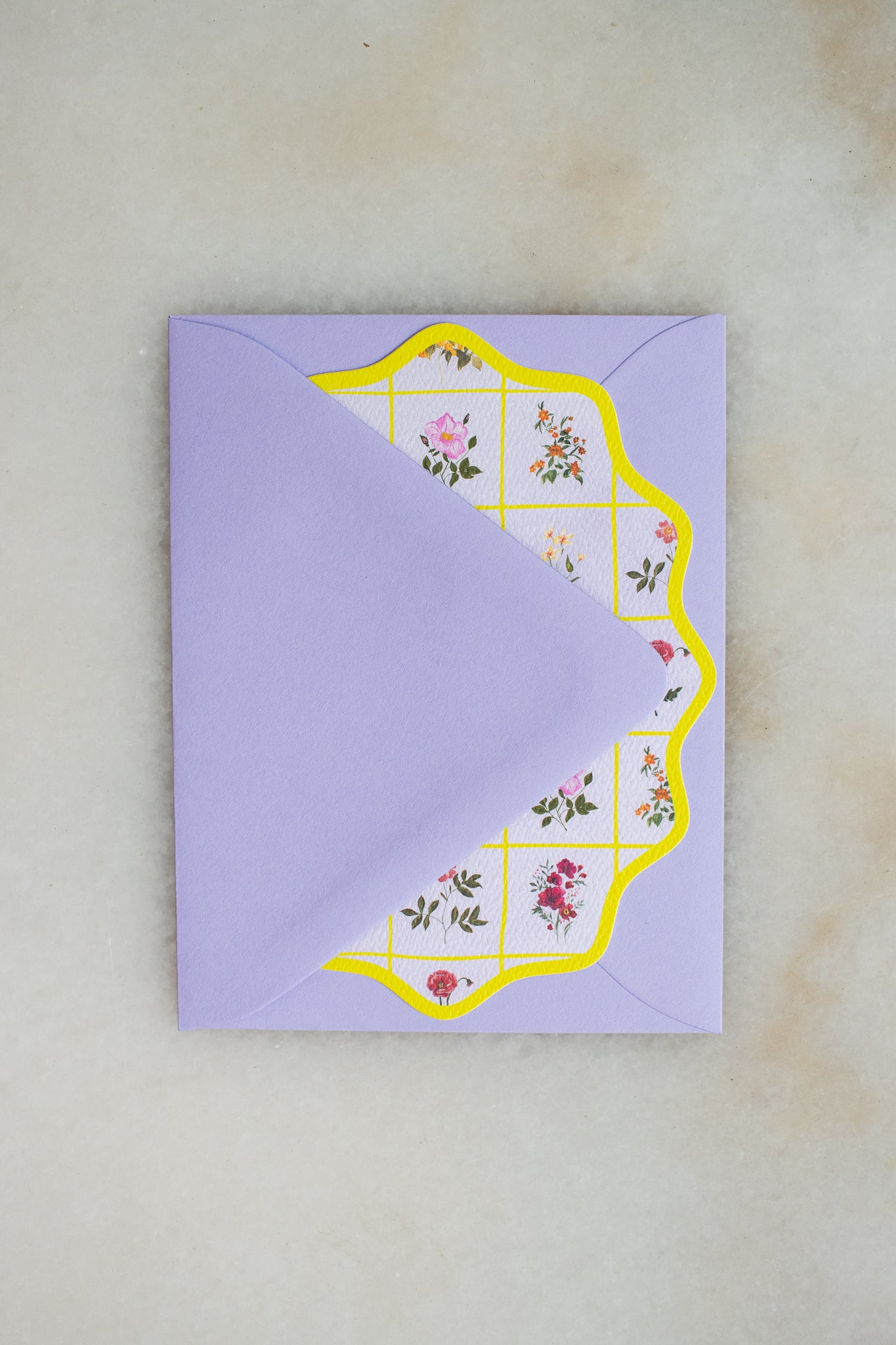 Boxed Set of 10 Lilac Flower Notecards with Wavy Edge
