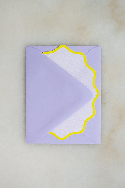 Boxed Set of 10 Lilac Flower Notecards with Wavy Edge