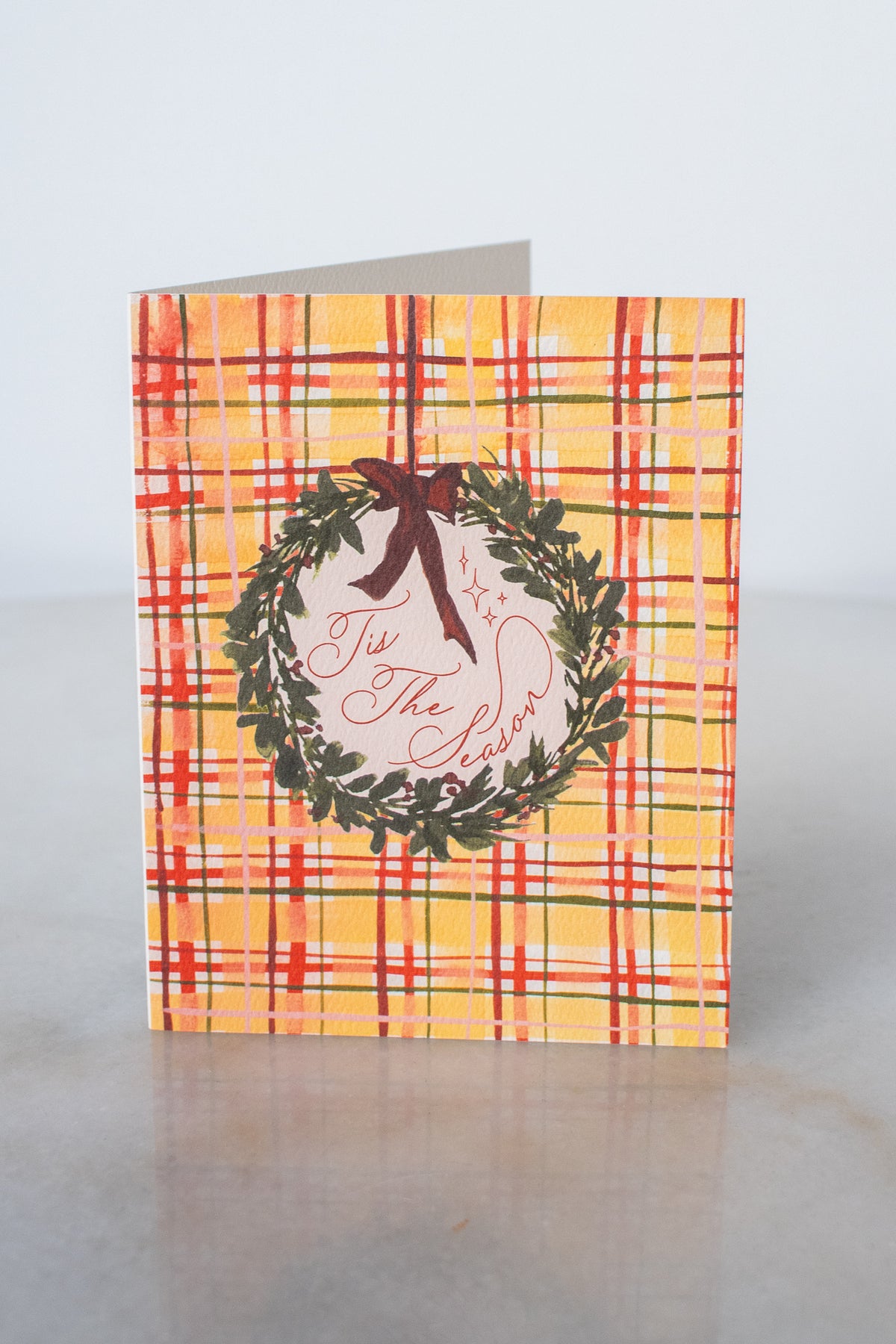 Plaid 'Tis The Season Wreath Card