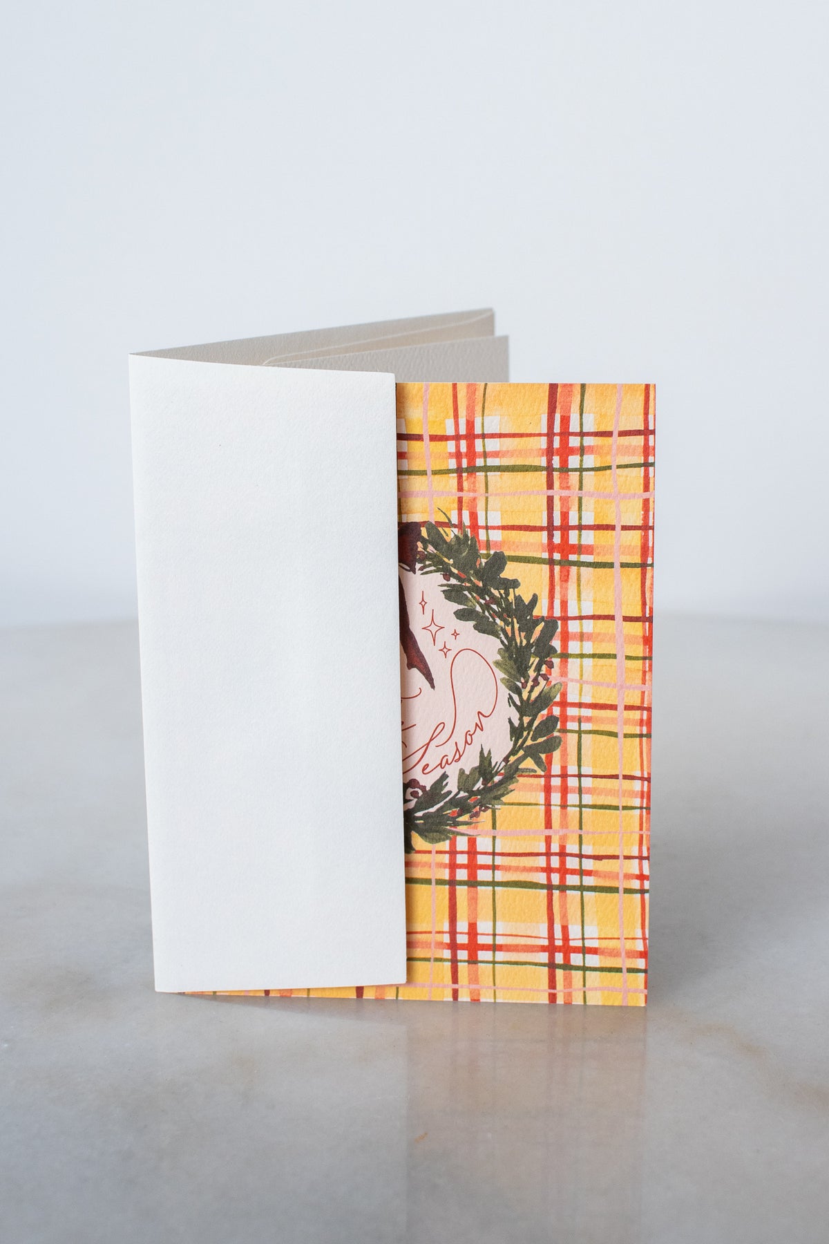 Plaid 'Tis The Season Wreath Card