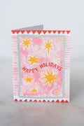 Starry Pink Happy Holidays Card