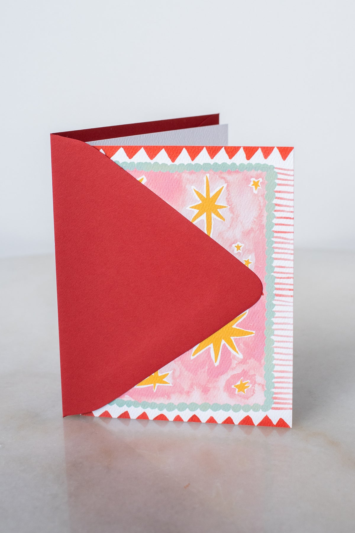 Starry Pink Happy Holidays Card