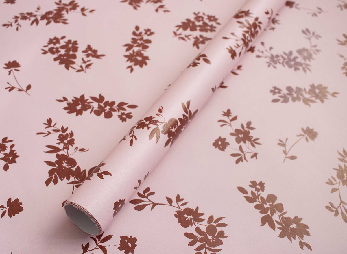 Pink and Maroon Floral Pattern Wrapping Paper