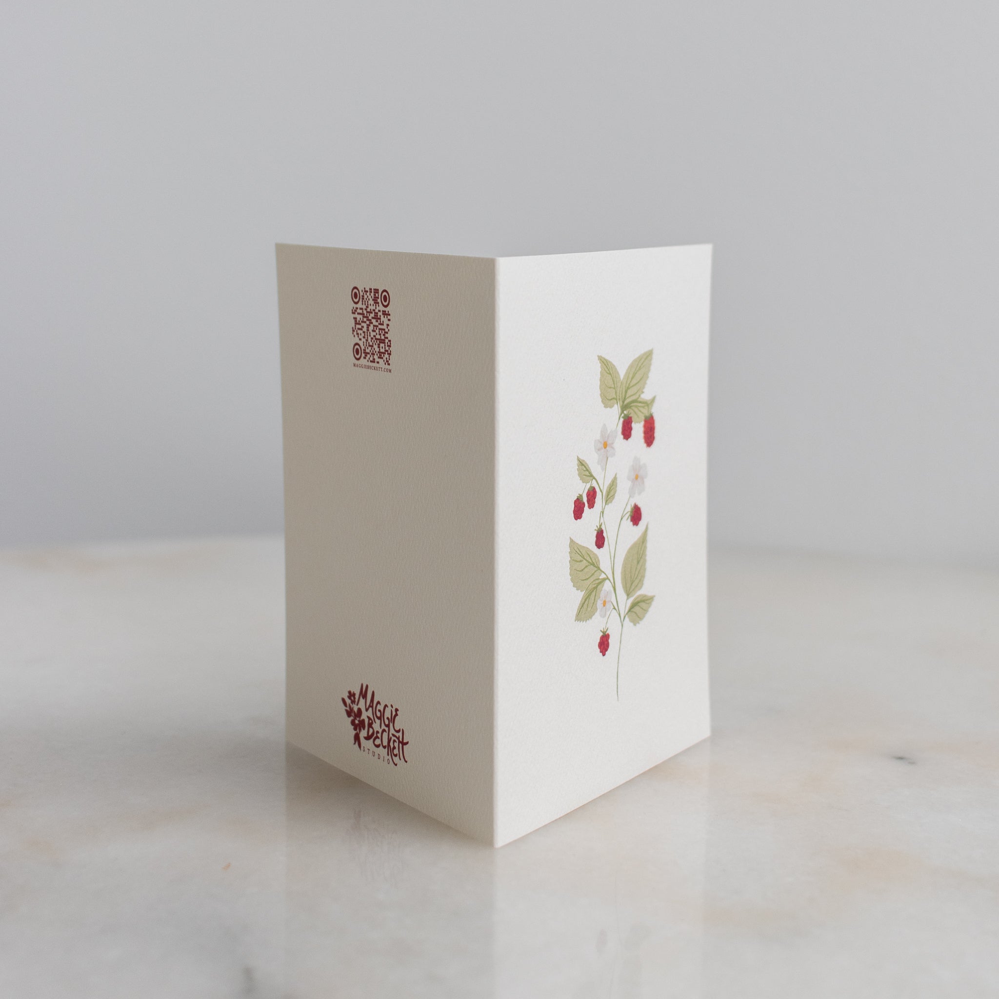 Boxed Set of 10 Dainty Raspberry Stem Cards
