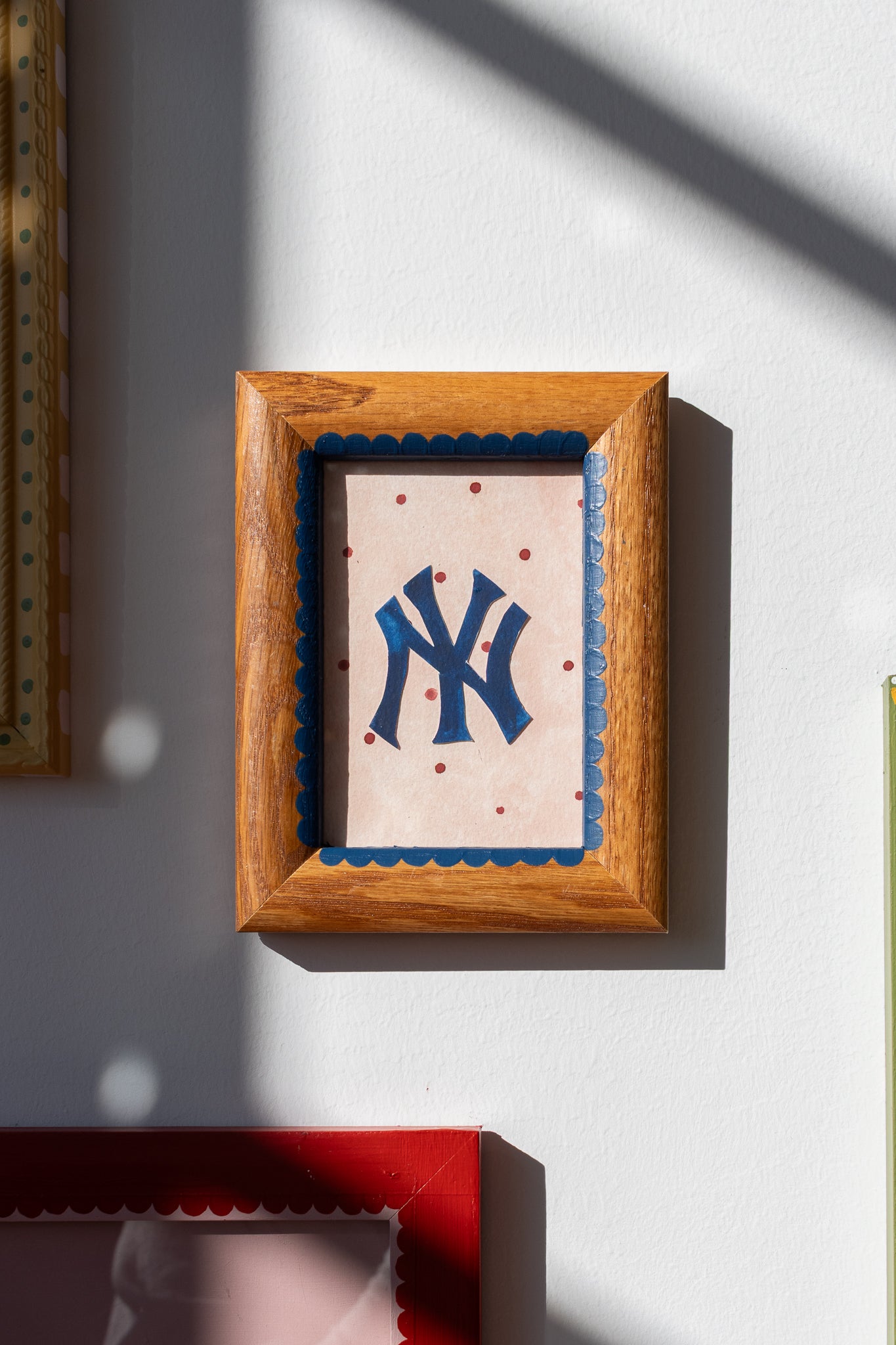 ORIGINAL: Yankees and Polka Dots in Decorative Frame