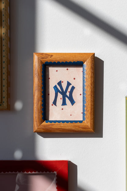 ORIGINAL: Yankees and Polka Dots in Decorative Frame