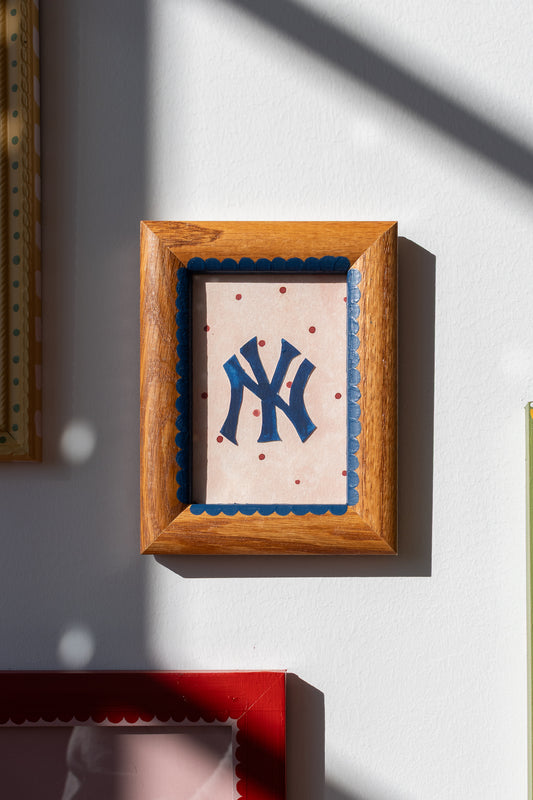ORIGINAL: Yankees and Polka Dots in Decorative Frame