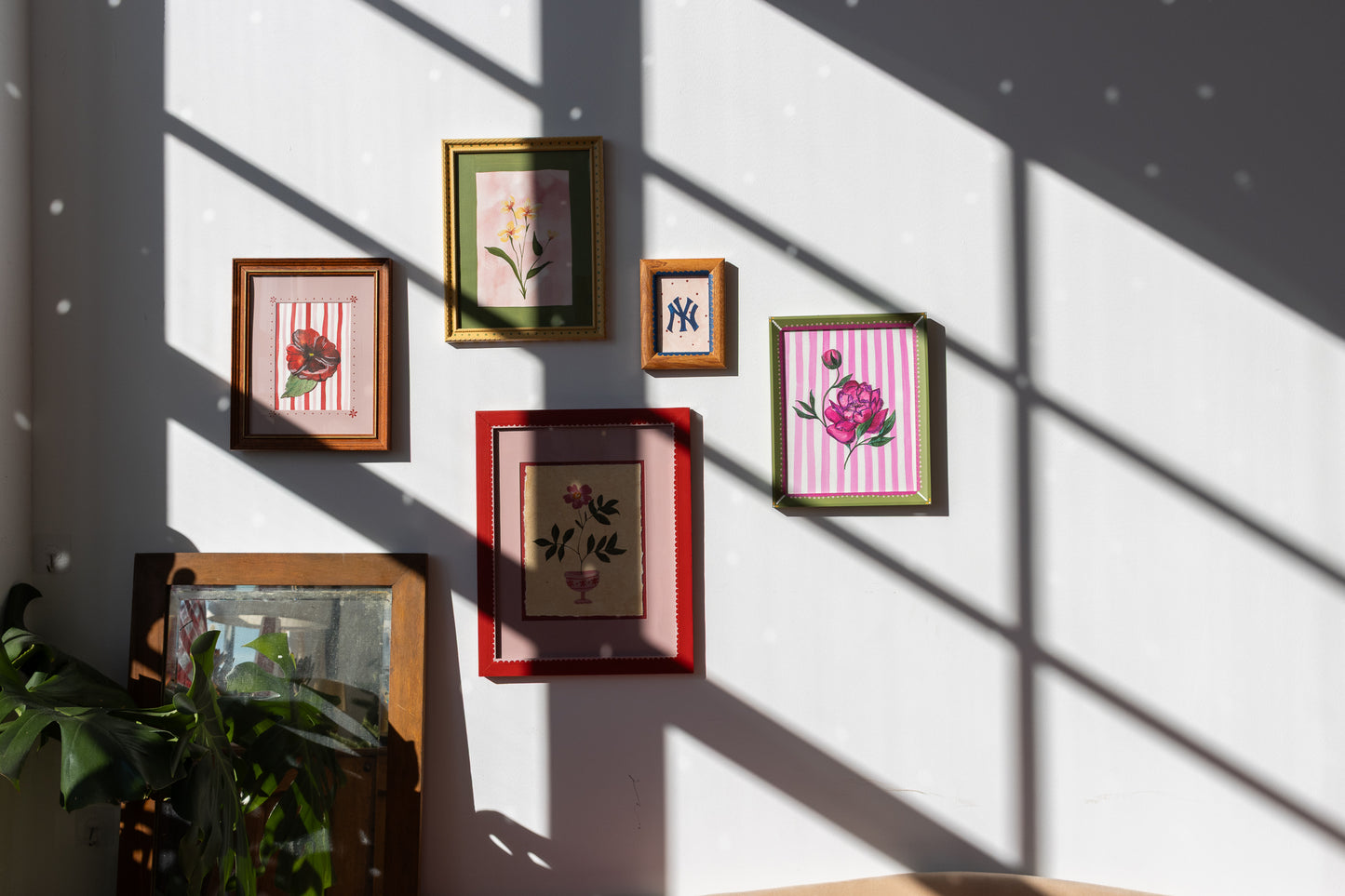 ORIGINAL: Yankees and Polka Dots in Decorative Frame