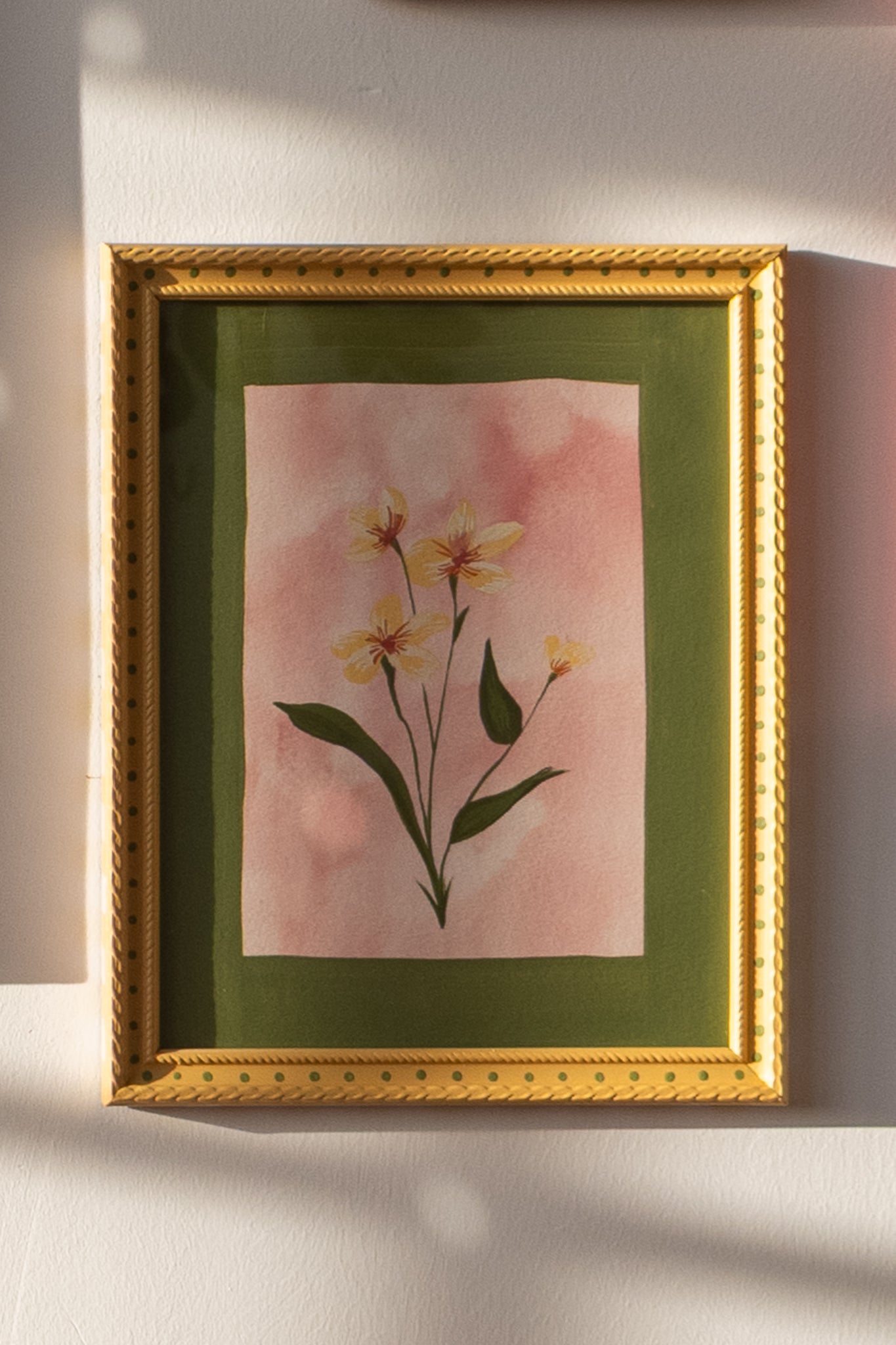 ORIGINAL: Yellow Wildflowers in Decorative Frame