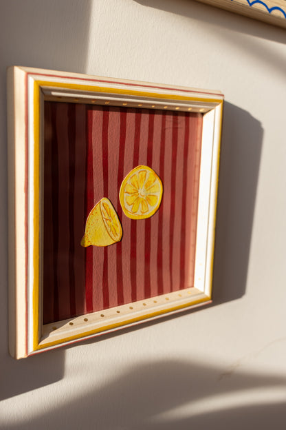 ORIGINAL: Lemons and Stripes in a Decorative Frame