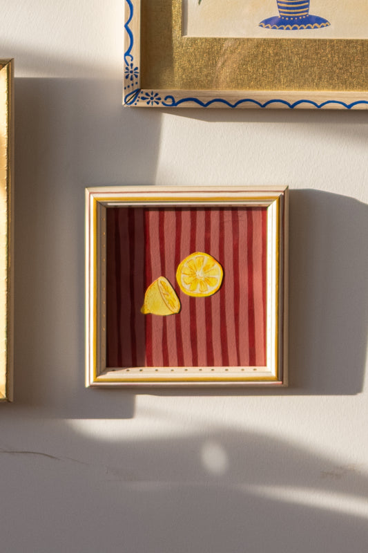 ORIGINAL: Lemons and Stripes in a Decorative Frame