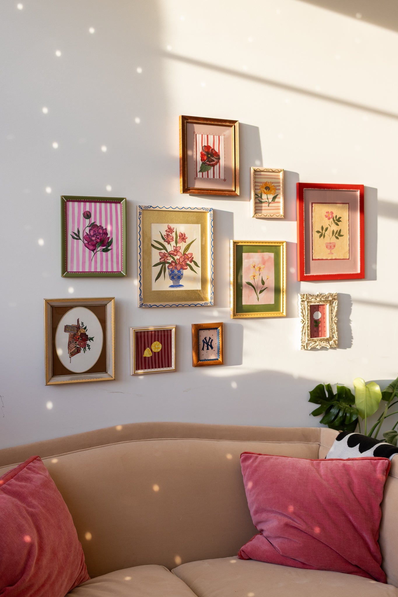 ORIGINAL: Wines + Liquors with Floral Detail in Decorative Frame