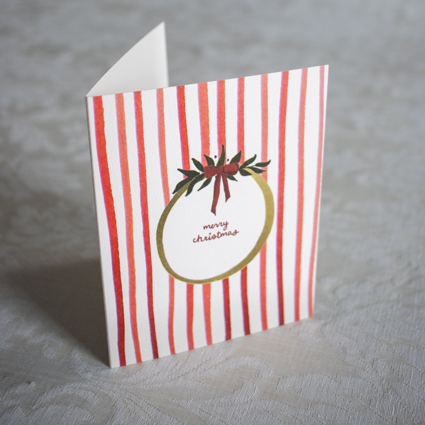 Merry Christmas Stripe Card: Box Set of 10