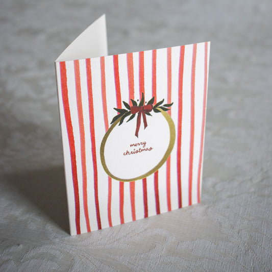 Merry Christmas Stripe Card: Box Set of 10
