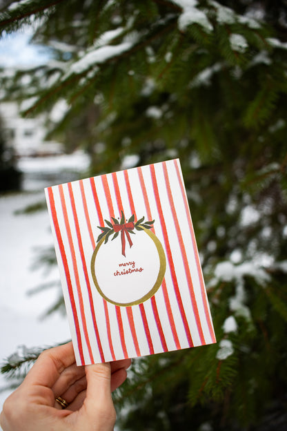 Merry Christmas Stripe Card: Box Set of 10