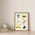 NYC Icons + Floral Backdrop Art Print