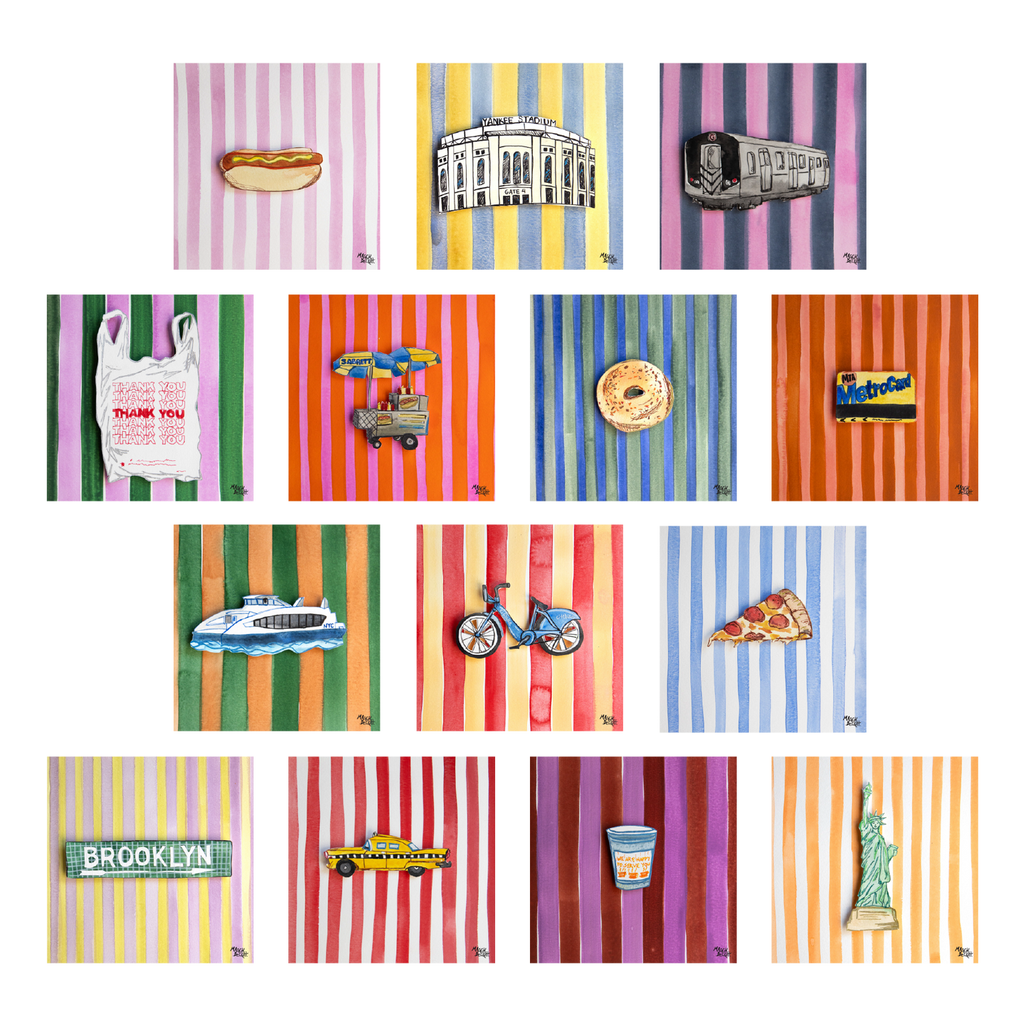 NYC Icons and Stripes Collection Art Prints