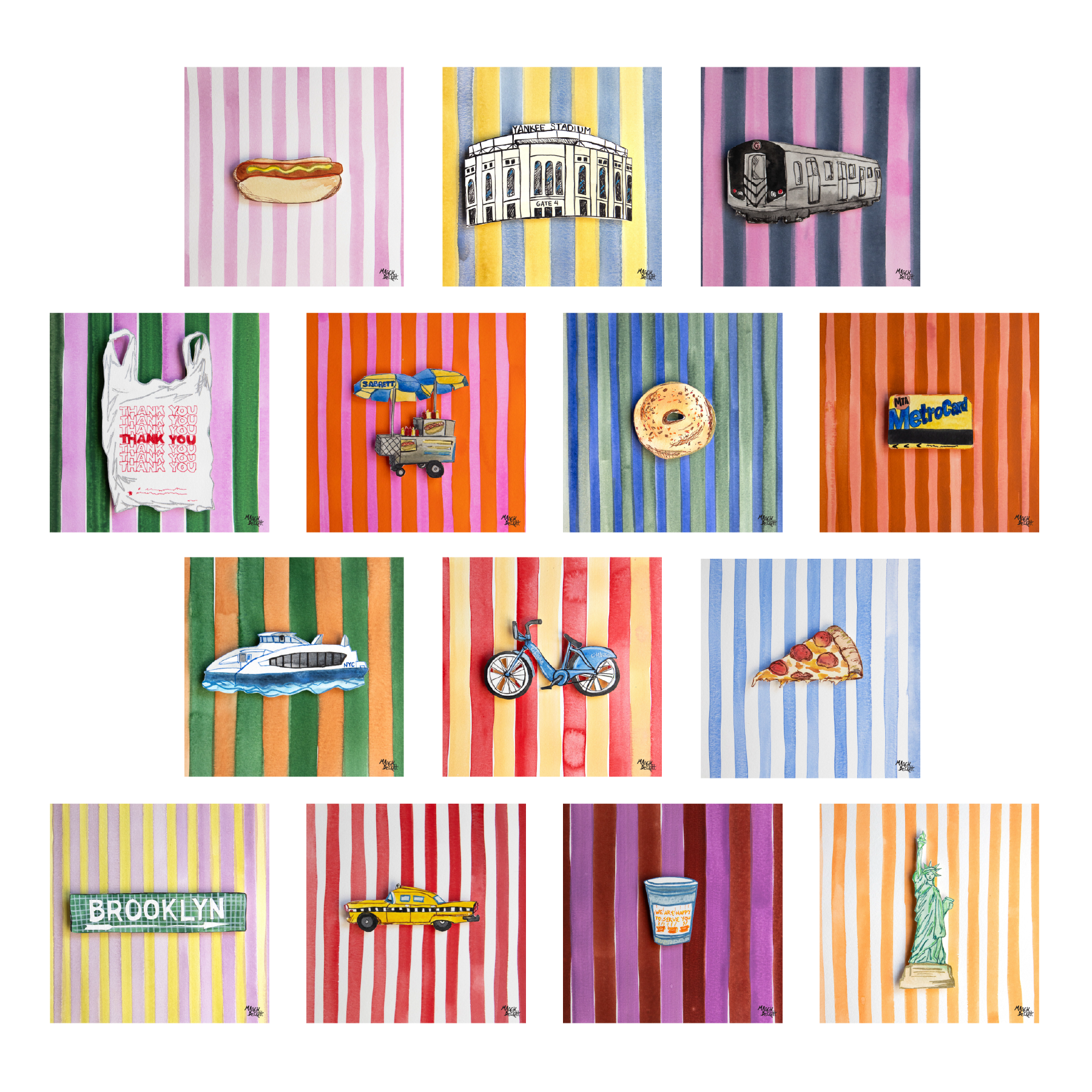 NYC Icons and Stripes Collection Art Prints