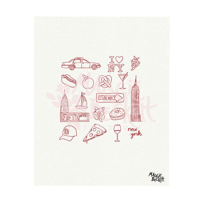 NYC Icon Line Drawings Art Print