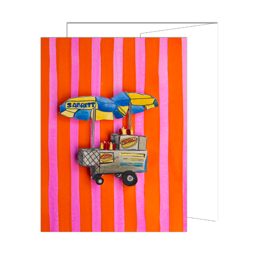 NYC Hot Dog Cart & Stripes Card