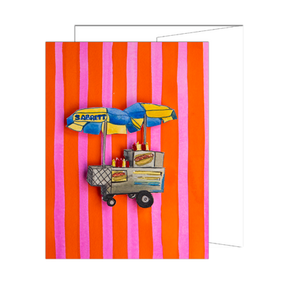 NYC Hot Dog Cart & Stripes Card