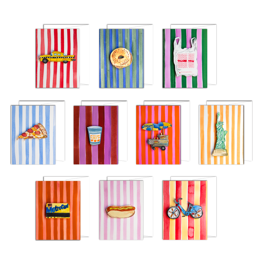 Boxed Set of 10 NYC Icons & Stripes Collection Cards
