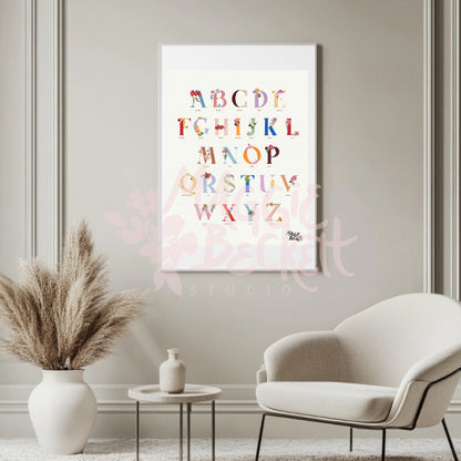 Floral Alphabet Art Print