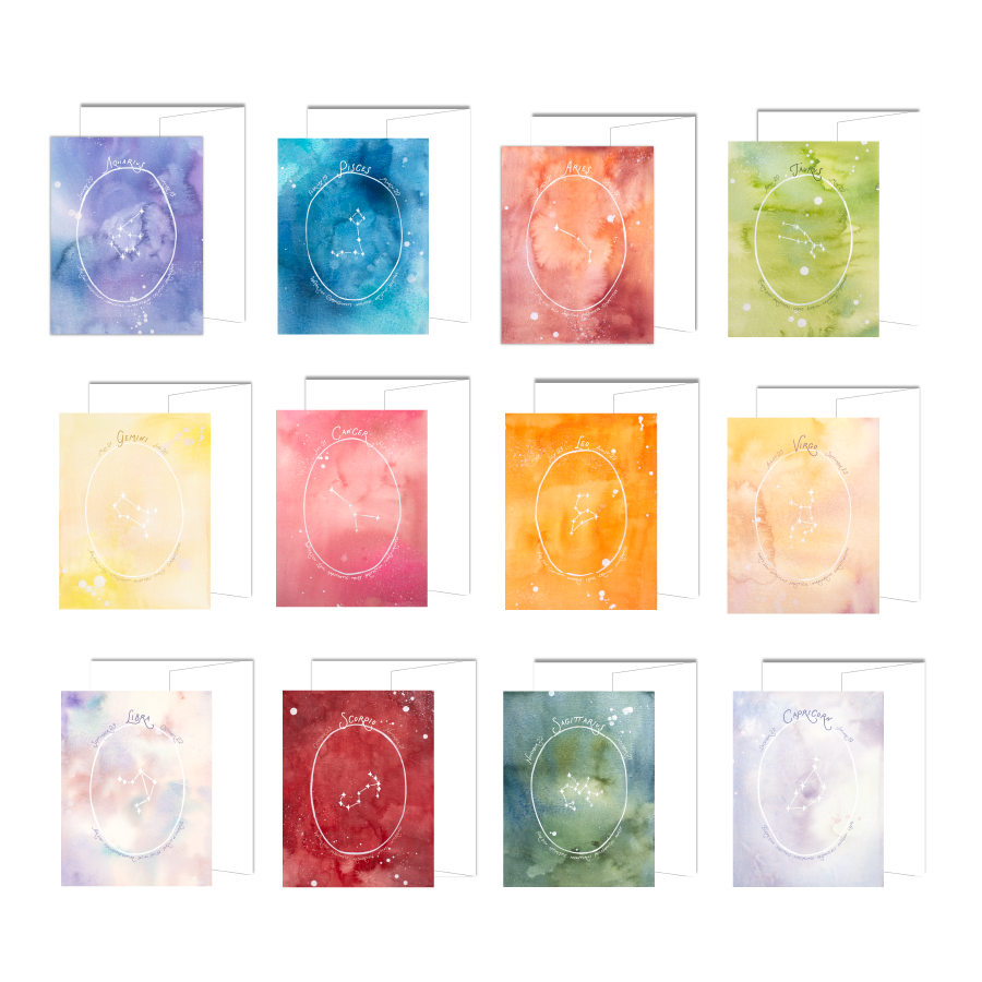 Boxed Set of 12 Astrological Signs Collection Cards