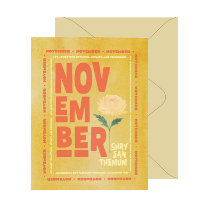 November Birth Month Flower Card