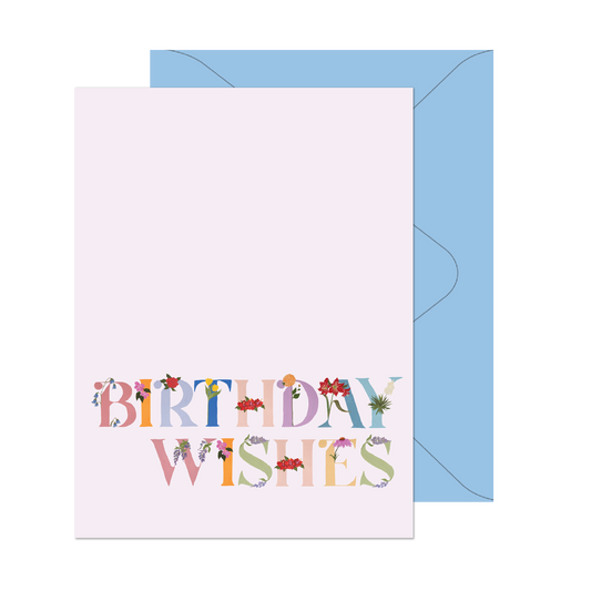 Birthday Wishes Floral Letters Card