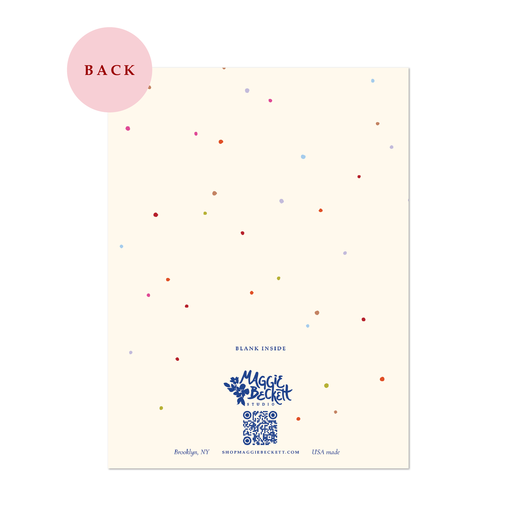 Blue Floral Polka Dot Birthday Card