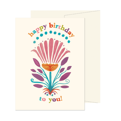 Tropical Multicolor Flower Birthday Card