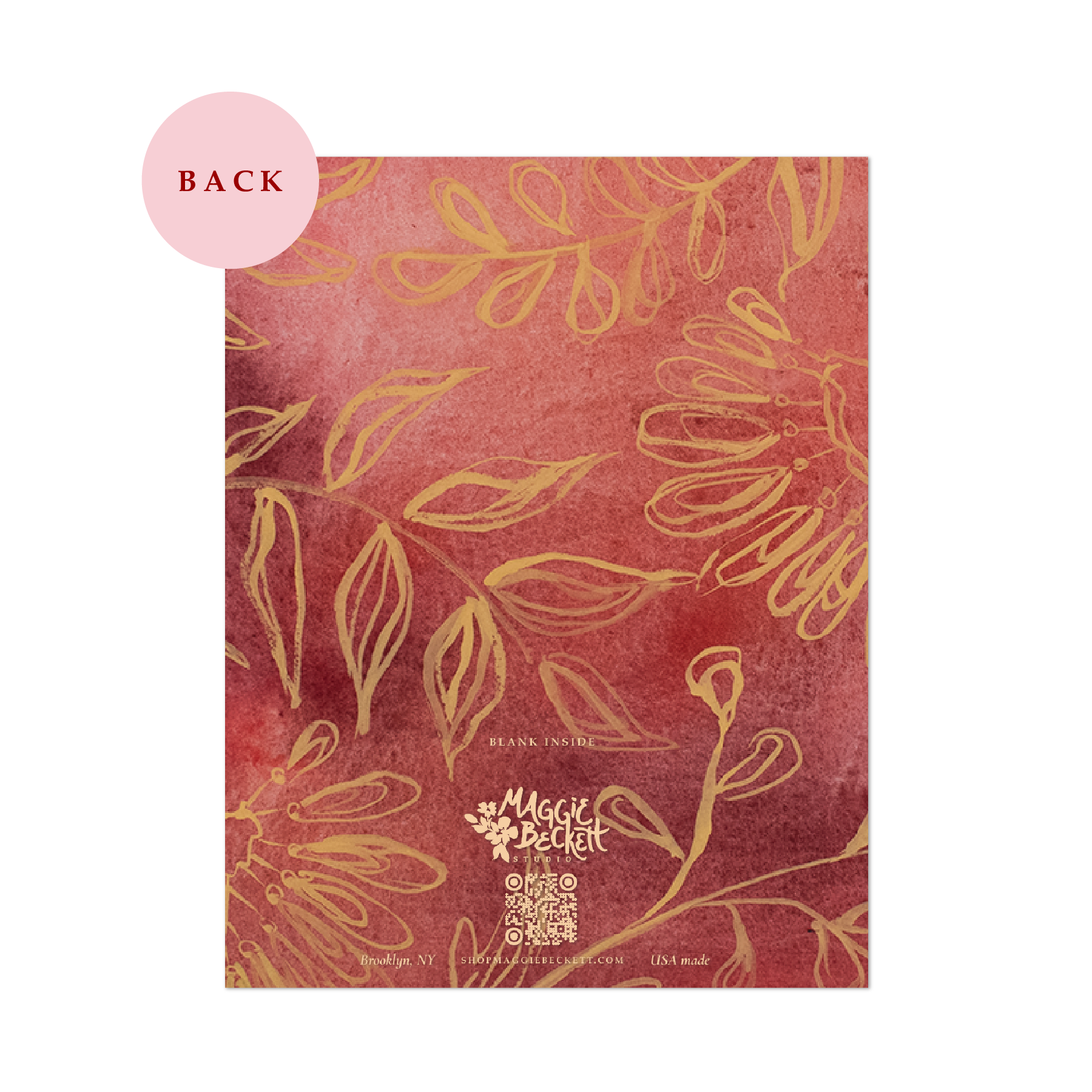 Red Fall Linear Floral Thank You Card