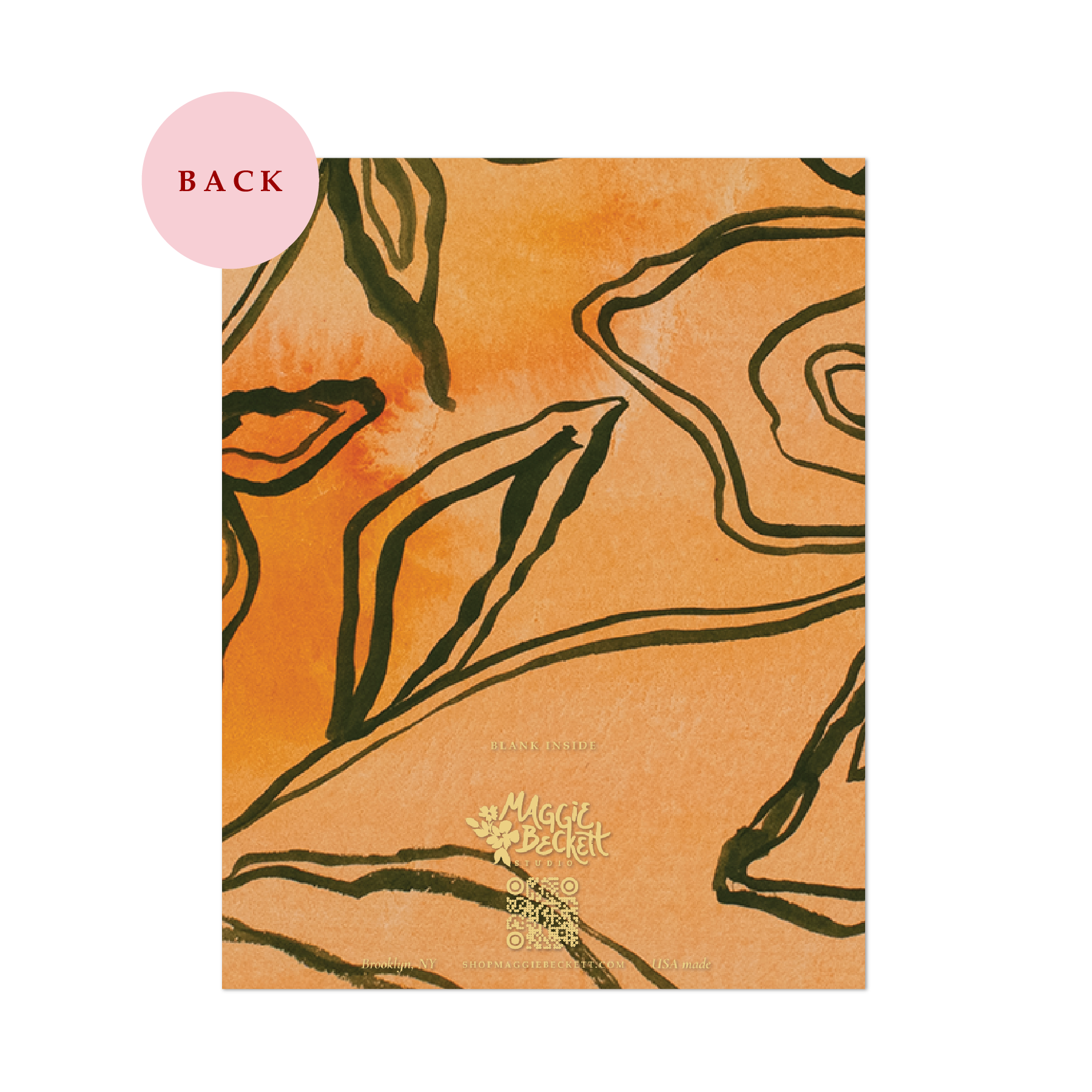 Green Fall Linear Floral Thank You Card