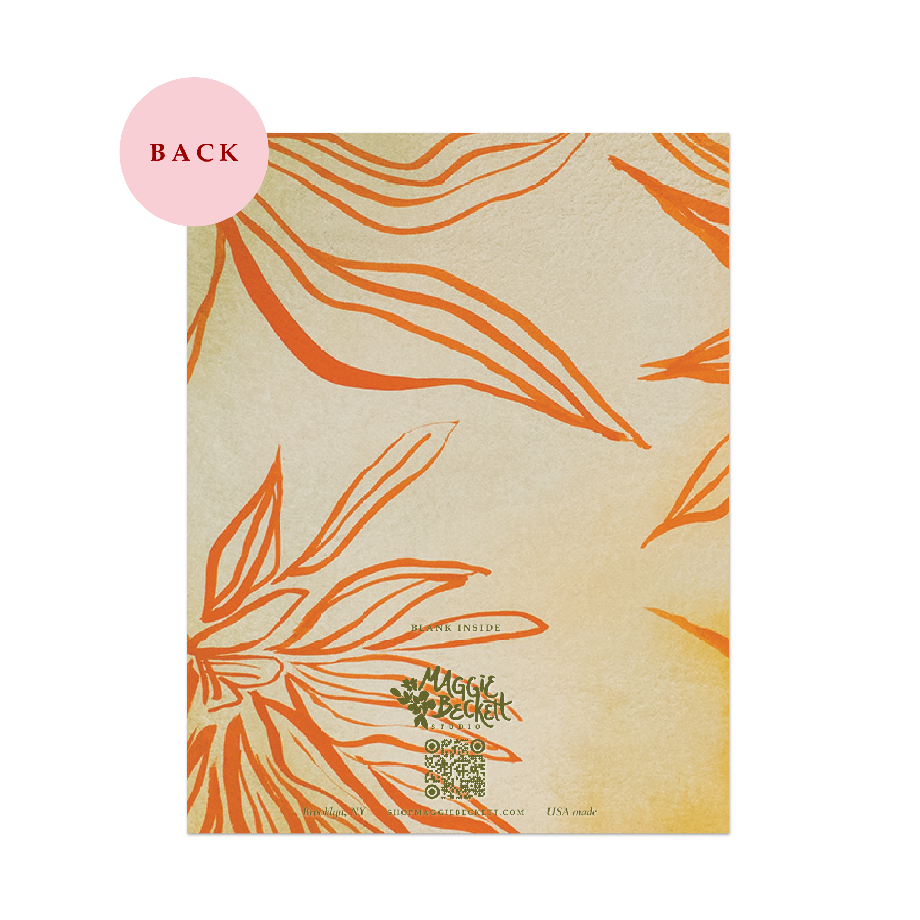 Orange Fall Linear Floral Thank You Card
