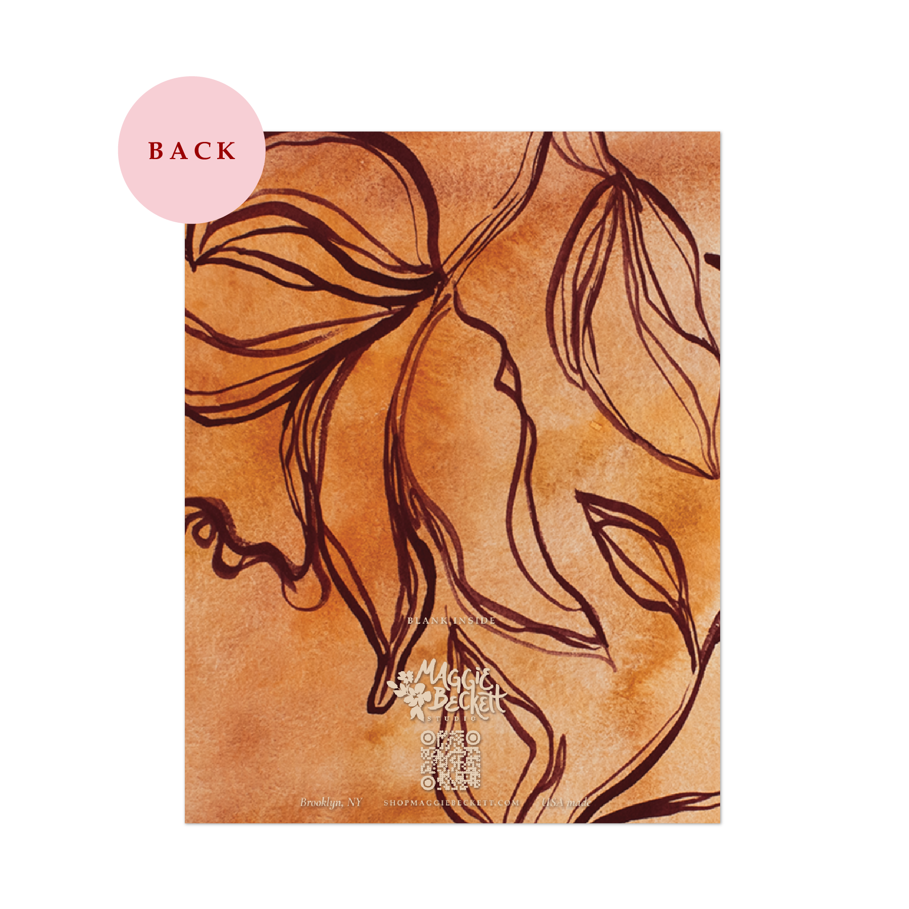 Burgundy Fall Linear Floral Thank You Card