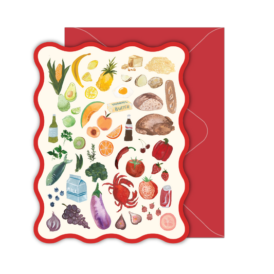 Boxed Set of 10 Foodie Cards with Wavy Red Edge