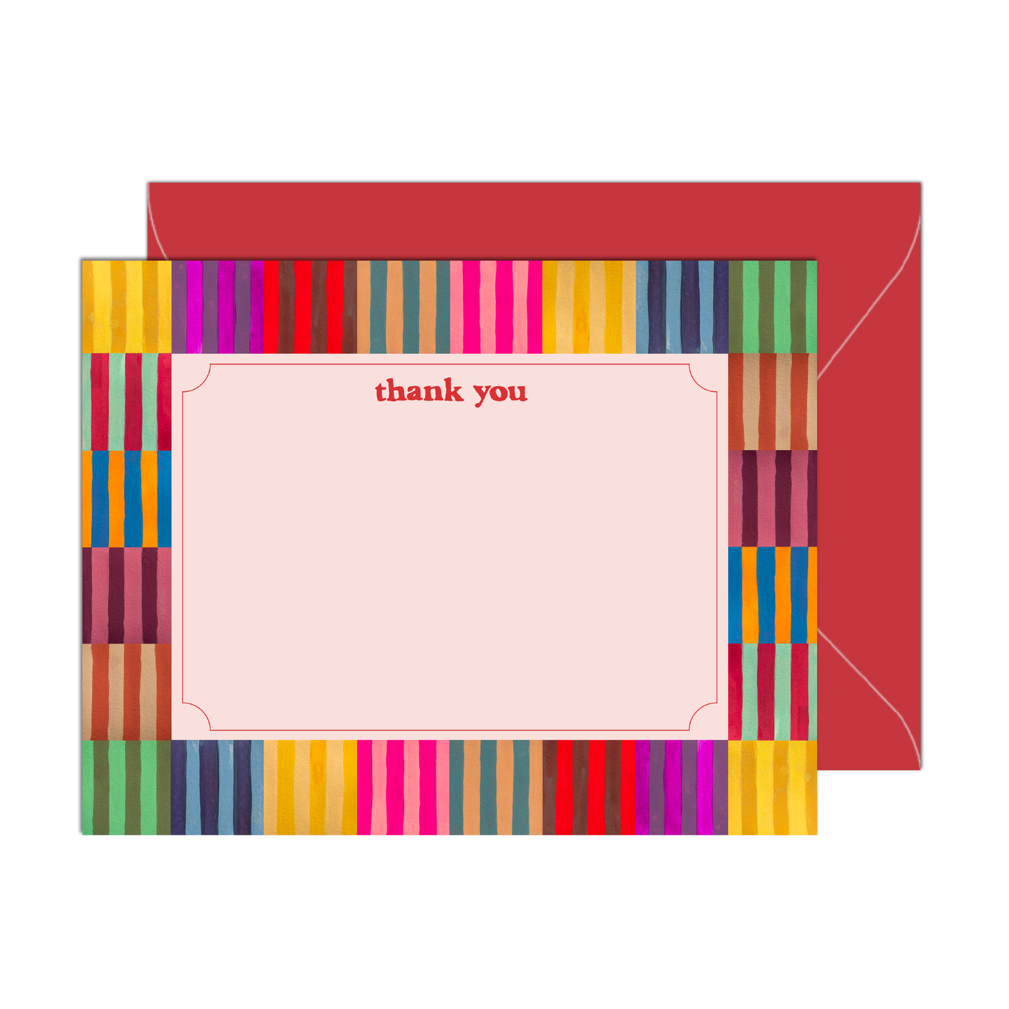 Boxed Set of 10 Multicolor Stripe Thank You Cards