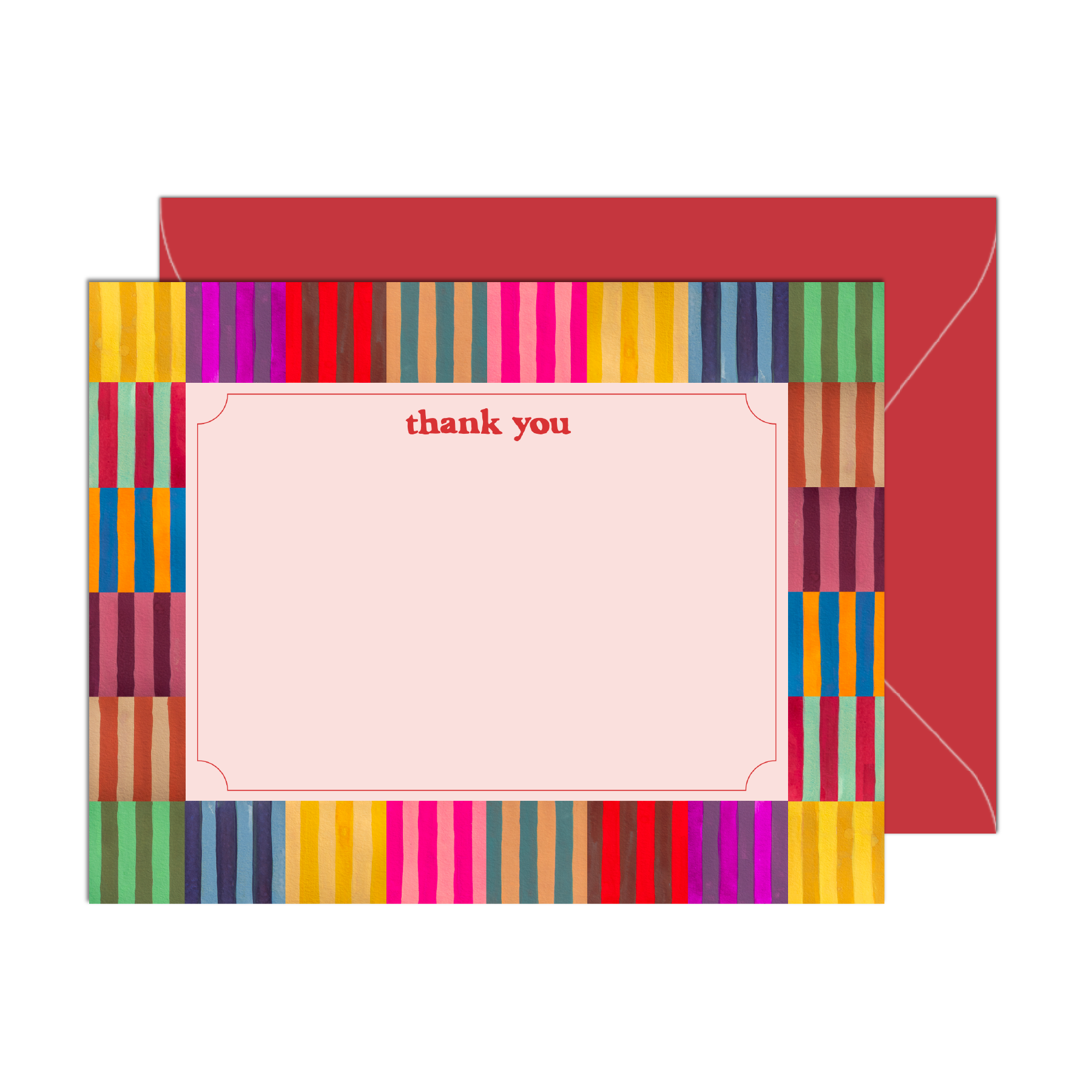 Boxed Set of 10 Multicolor Stripe Thank You Cards