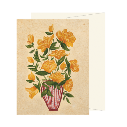 Yellow Rose Vase Card