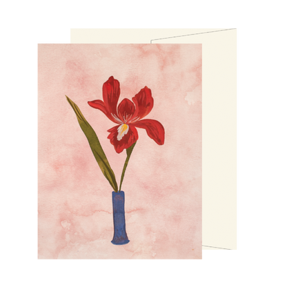 Red Iris Vase Card