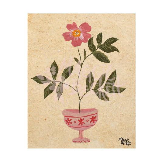 Pink Flower Vase Art Print
