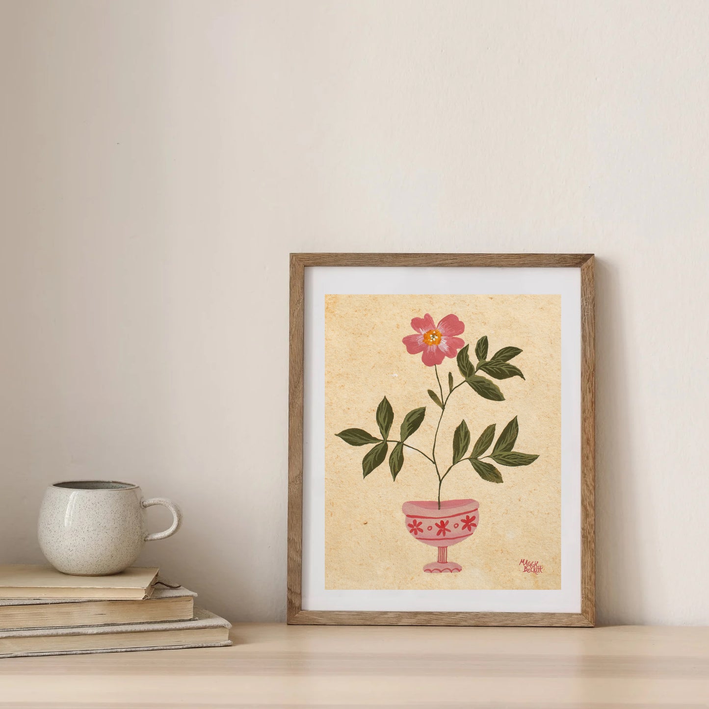 Pink Flower Vase Art Print