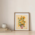 Yellow Rose Stripe Vase Art Print