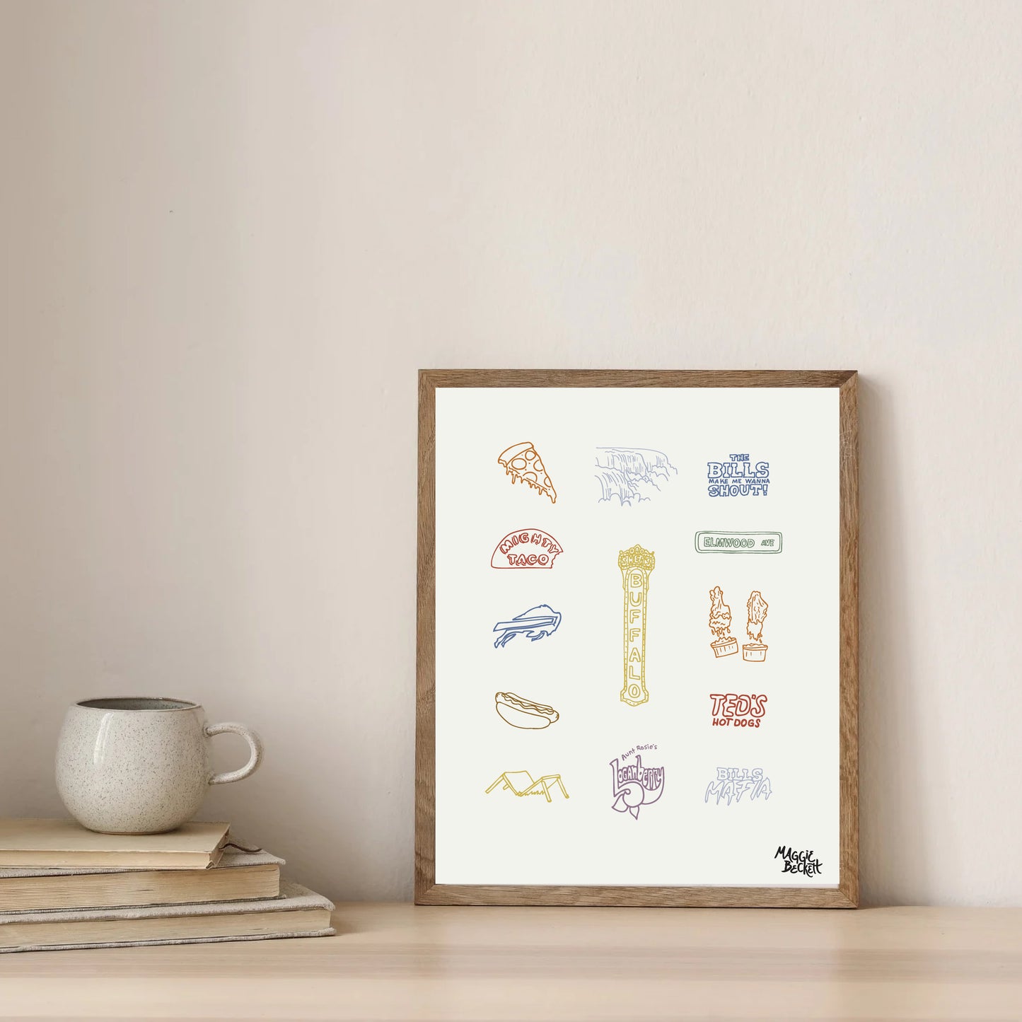 Buffalo NY Icon Line Drawings Art Print