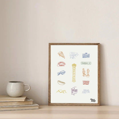 Buffalo NY Icon Line Drawings Art Print