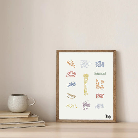 Buffalo NY Icon Line Drawings Art Print