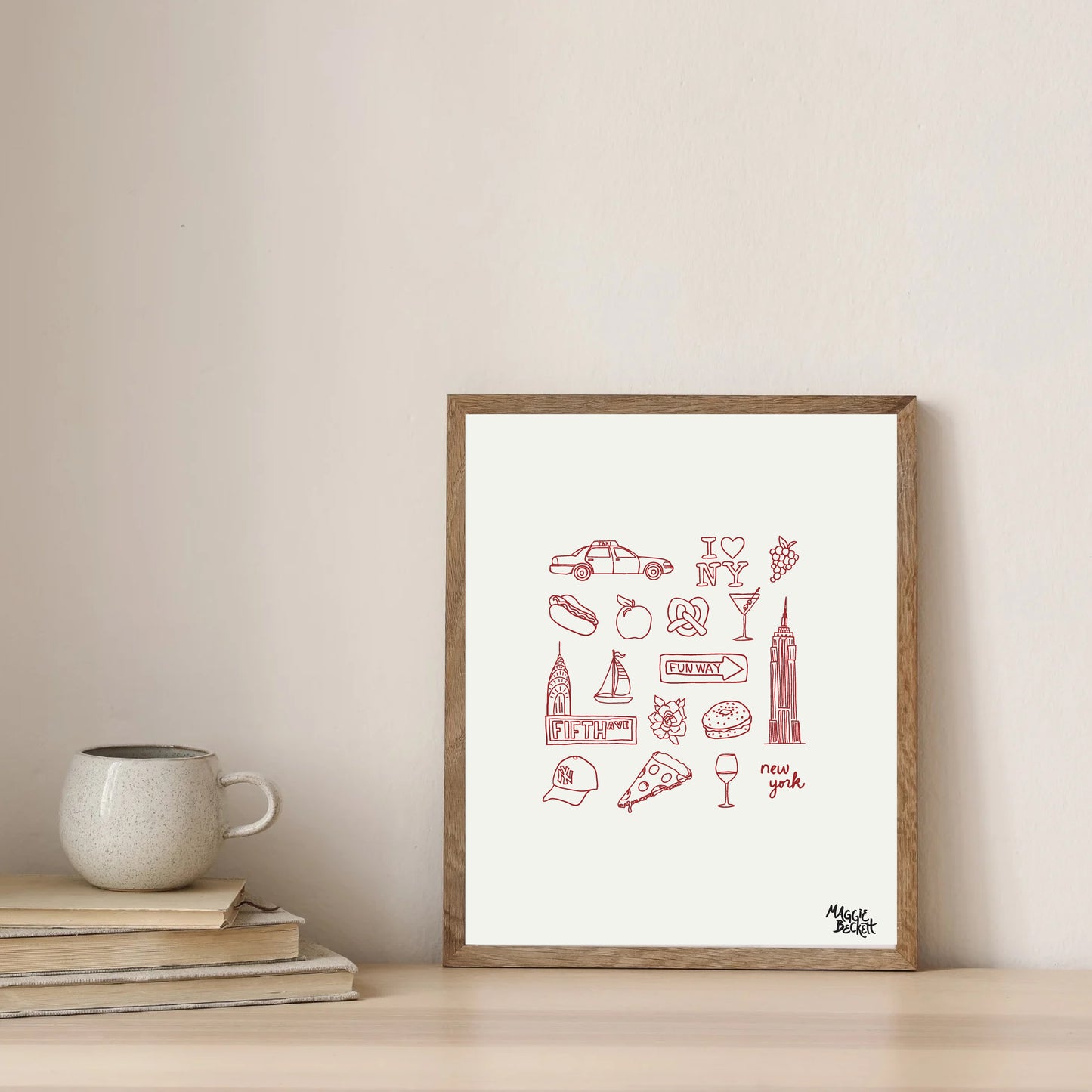 NYC Icon Line Drawings Art Print
