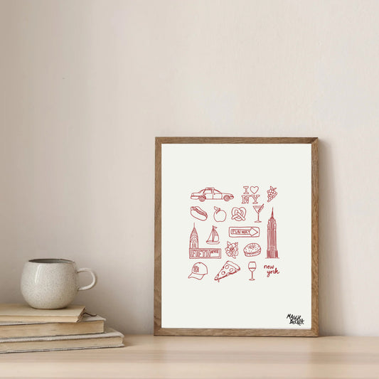 NYC Icon Line Drawings Art Print